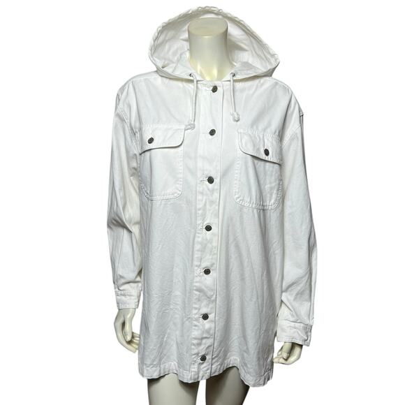 Vintage Marsh Landing White Hooded Shirt Jacket – 100% Cotton – Size L - Picture 2 of 8